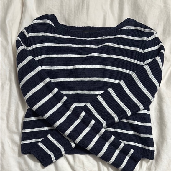 Nautical Blue and White Striped Crew Neck Sweater - Picture 1 of 3